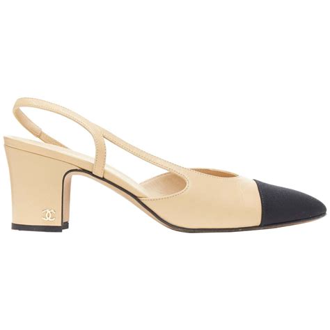 chanel slingbck nude with black point|Pumps & Slingbacks .